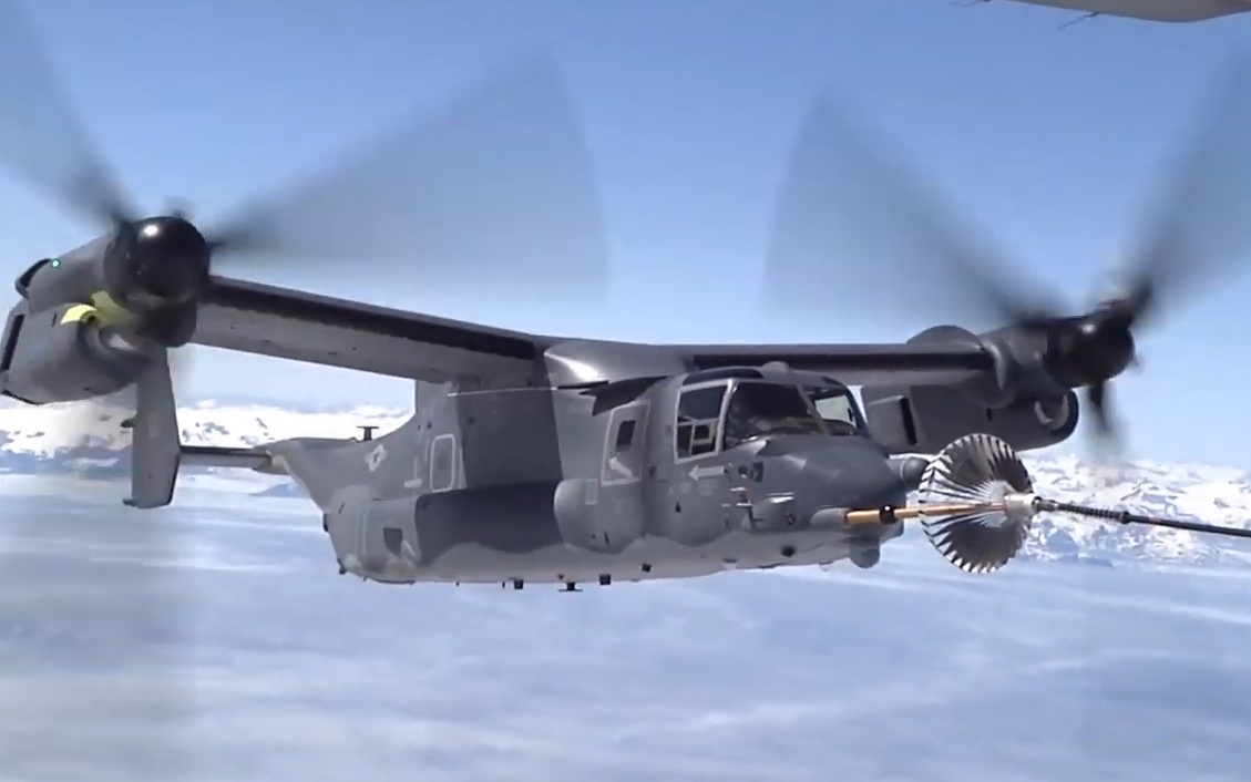 Cận cảnh máy bay đa nhiệm Mỹ CV-22 Osprey được tiếp nhiên liệu ở trên không